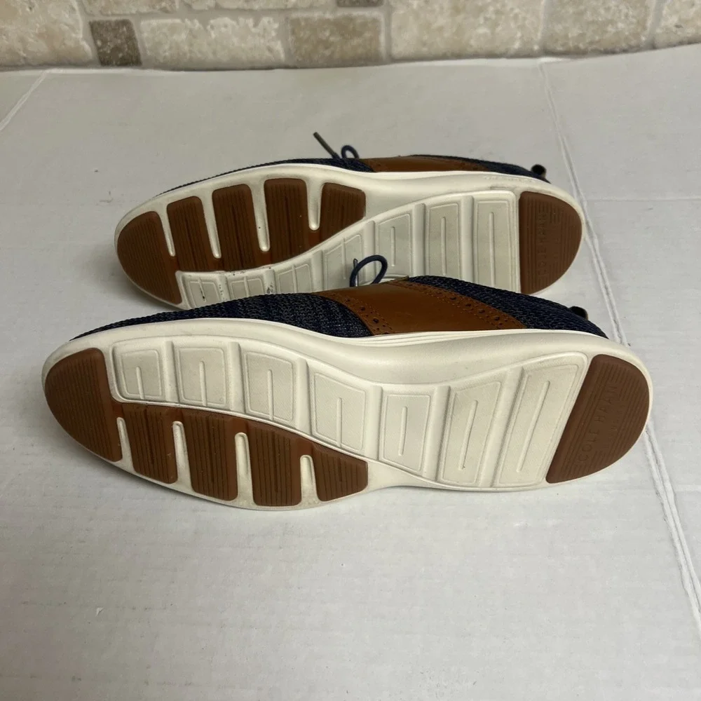 Cole Haan Grand OS Mens 8.5 C31348 Navy Blue And Brown‎ Casual Tennis Shoe